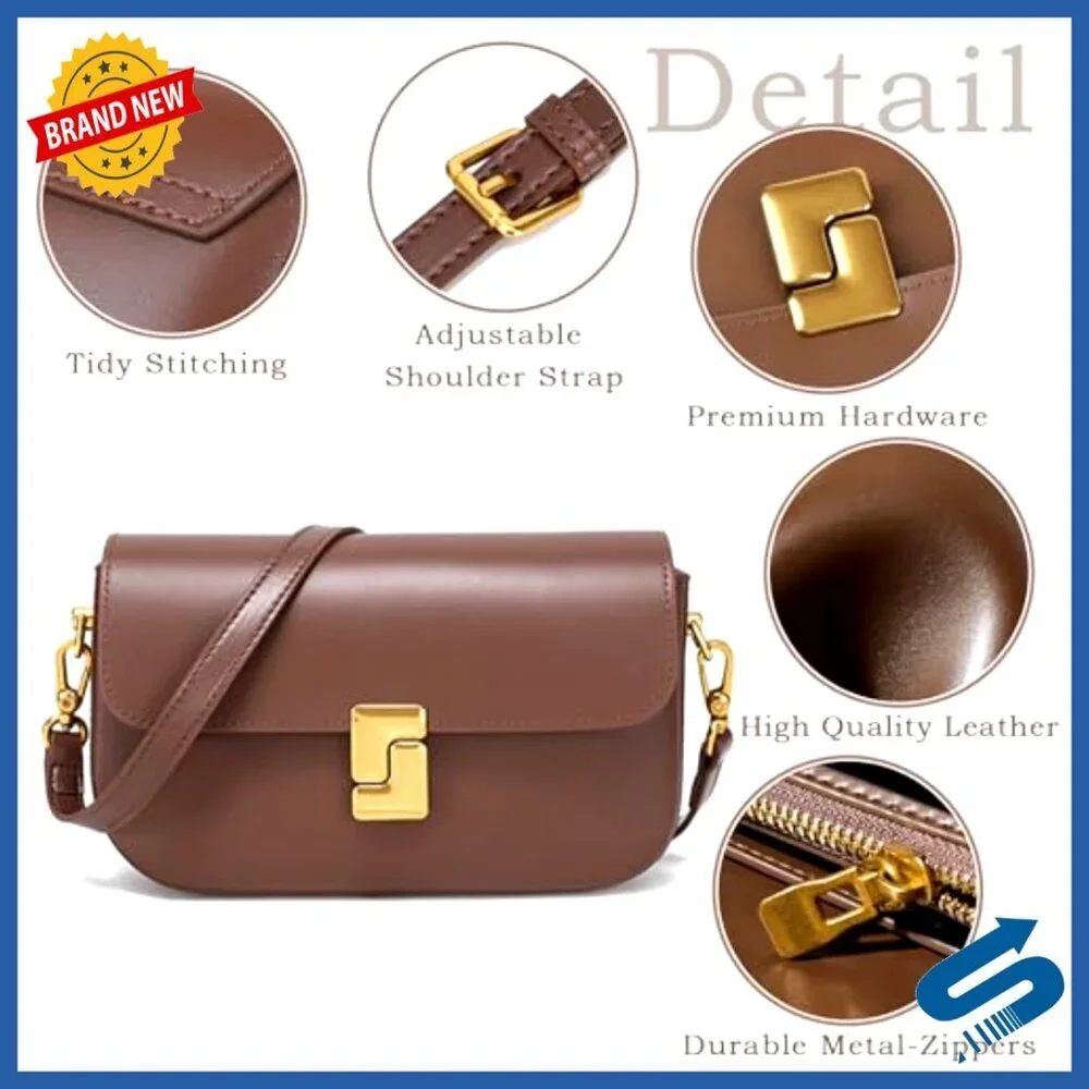 Soft Leather Crossbody Bag Top Handle Shoulder Bag Removable Straps Elegant